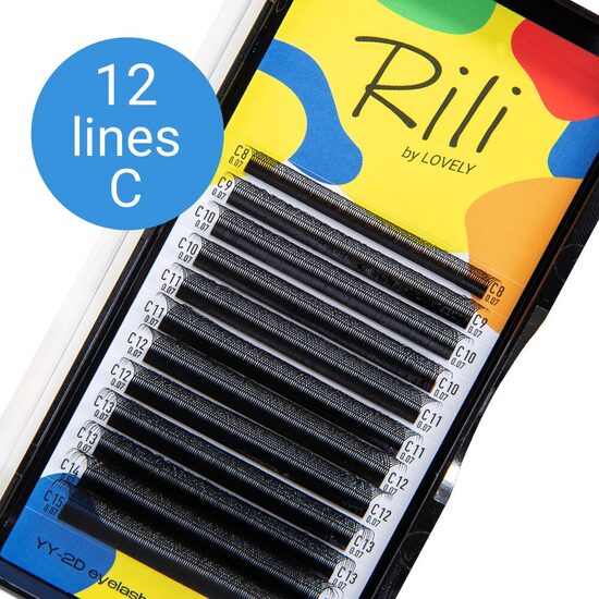 3D RILI BLACK by LOVELY, 12 lines, PREMADE FANS 3D, C