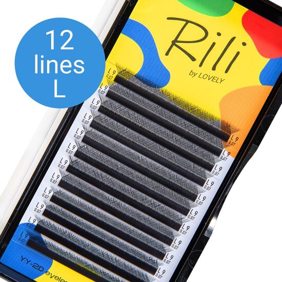 2D RILI BLACK by LOVELY, 12 lines, PREMADE FANS 2D, L