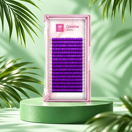 LOVELY Eyelash extensions "Purple"- 16 lines Mix (pink tray)