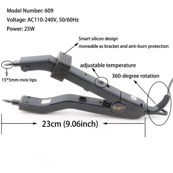 Apparatus for hair extensions with sharp ends.