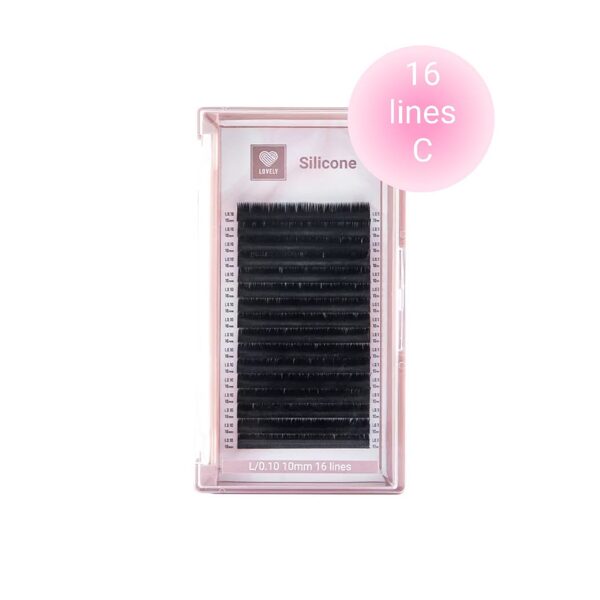 Eyelash extensions "Silicone" LOVELY - 16 lines C (pink tray)