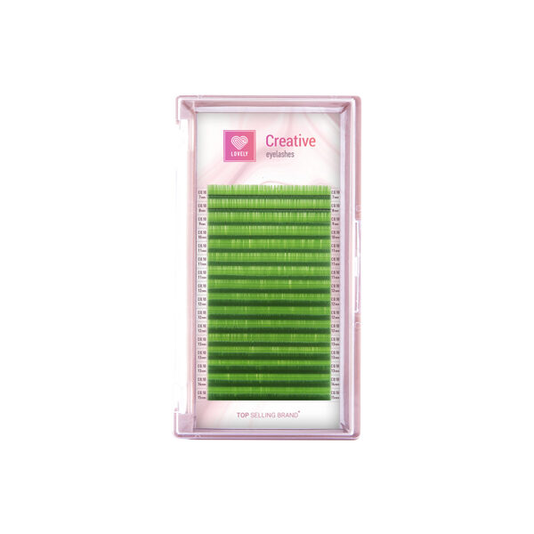 LOVELY Eyelash extensions "Green" - 16 lines Mix (pink tray)