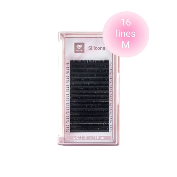 Eyelash extensions "Silicone" LOVELY - 16 lines М (pink tray)
